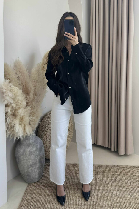 SHINNY LONG SLEEVE WOMEN SHIRT BLACK/ E ZEZE 