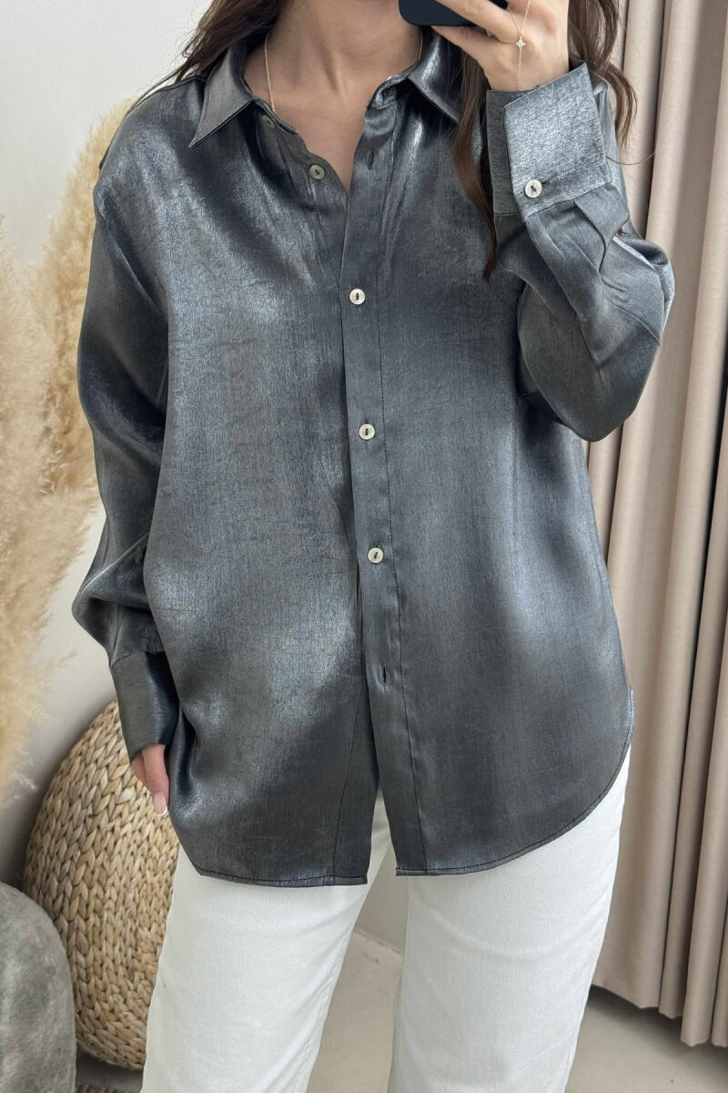 SHINNY LONG SLEEVE WOMEN SHIRT DARK GREY/GEE - 3