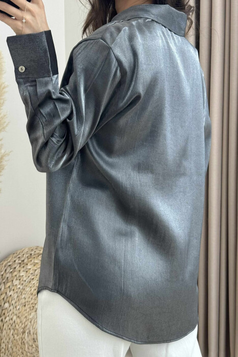 SHINNY LONG SLEEVE WOMEN SHIRT DARK GREY/GEE - 4