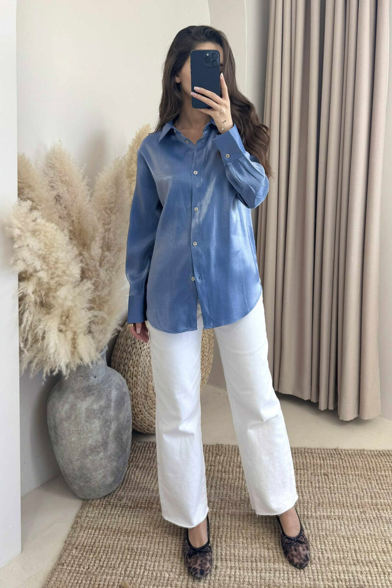 SHINNY LONG SLEEVE WOMEN SHIRT LIGHTBLUE/BZ - 1