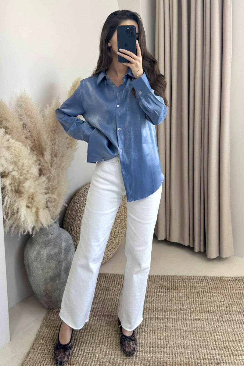 SHINNY LONG SLEEVE WOMEN SHIRT LIGHTBLUE/BZ - 2