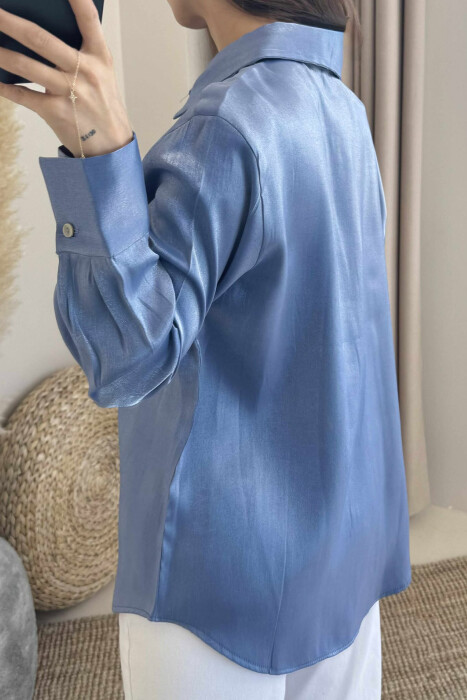 SHINNY LONG SLEEVE WOMEN SHIRT LIGHTBLUE/BZ - 4
