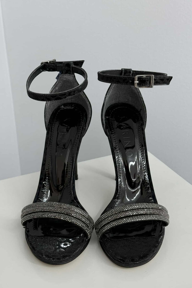 SHINNY SMALL DIAMONDS DETAILS HIGH HEEEL WOMEN SANDALS BLACK/ E ZEZE - 2