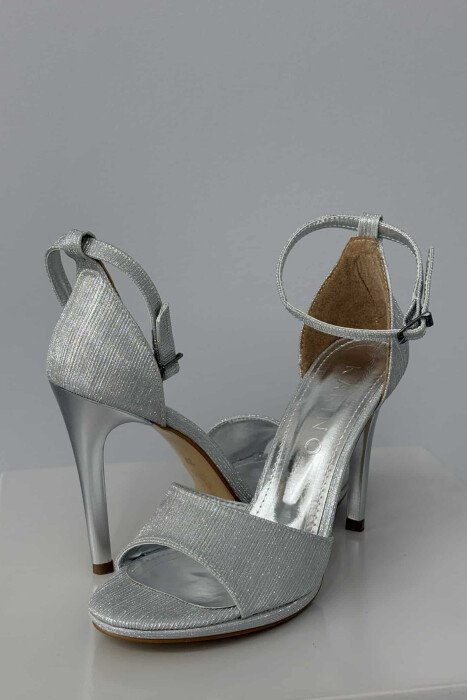 SHINNY THIN HIGH HEEL WOMEN SANDALS SILVER/ARGJEND - 3