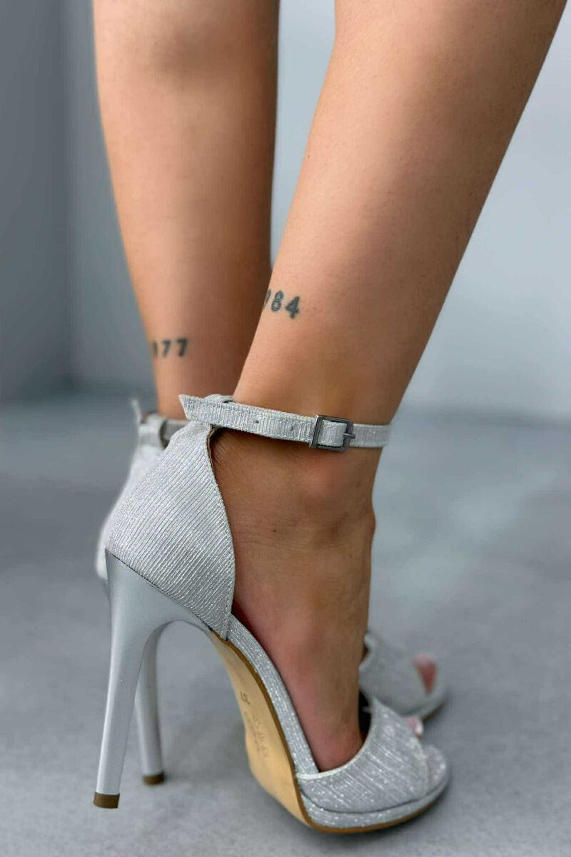 SHINNY THIN HIGH HEEL WOMEN SANDALS SILVER/ARGJEND - 4
