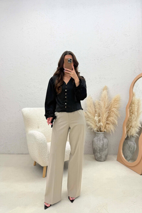 SHINY GOLD BUTTONS WOMAN SHIRT BLACK/ E ZEZE - 4