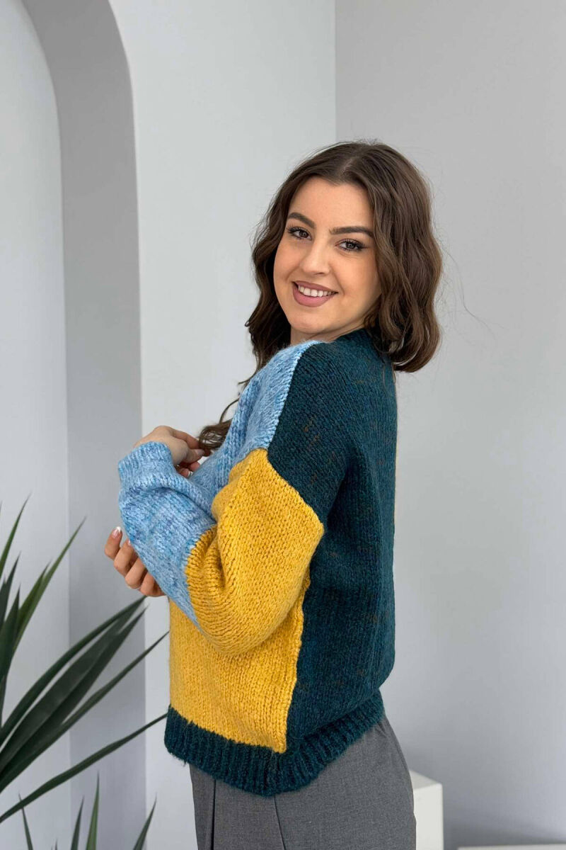 SHINY KNITTED WOMEN SWEATER BLUE STONE/GK - 3