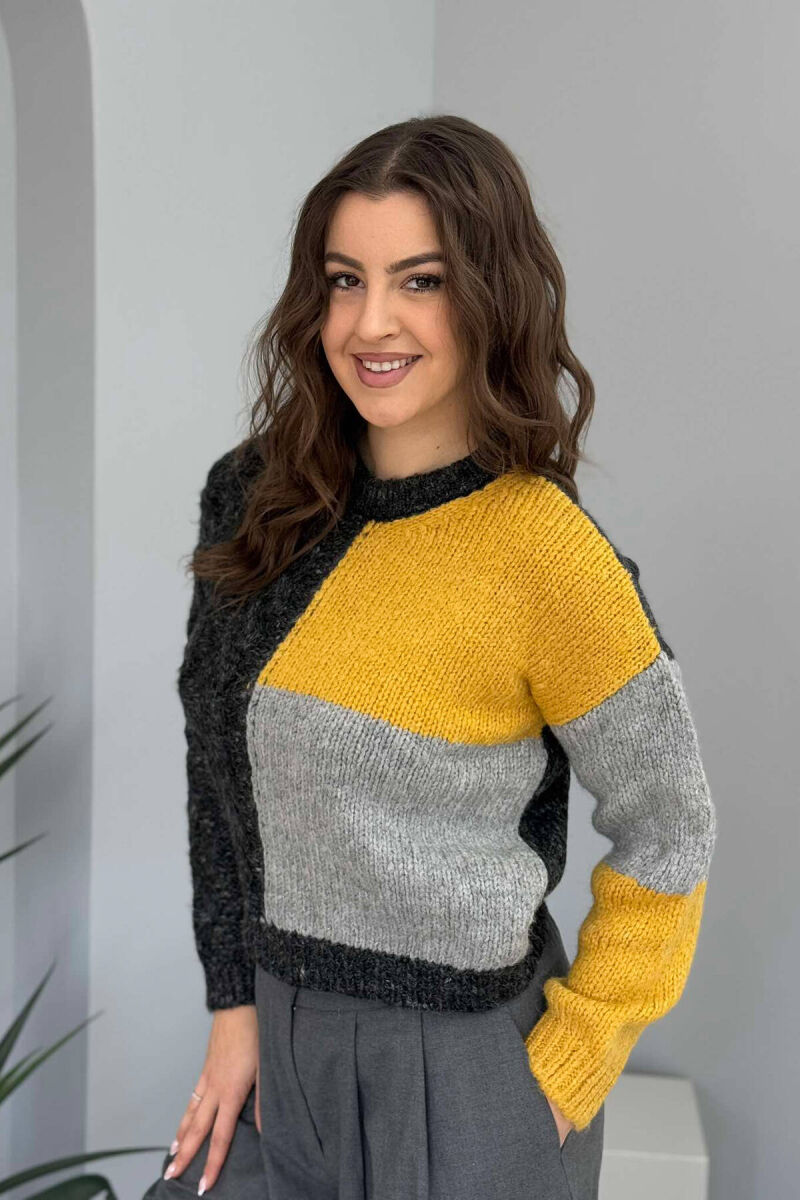 SHINY KNITTED WOMEN SWEATER DARK GREY/GEE - 1