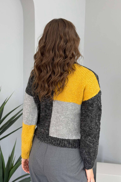 SHINY KNITTED WOMEN SWEATER DARK GREY/GEE - 2