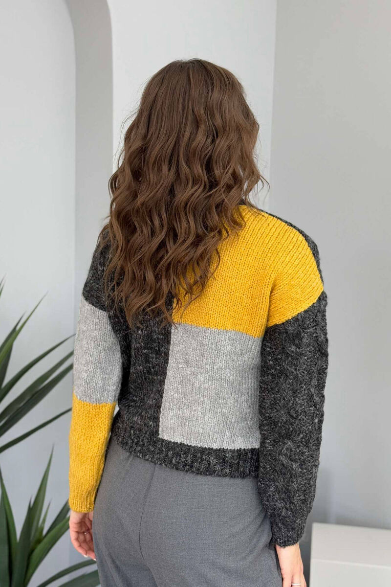 SHINY KNITTED WOMEN SWEATER DARK GREY/GEE - 2