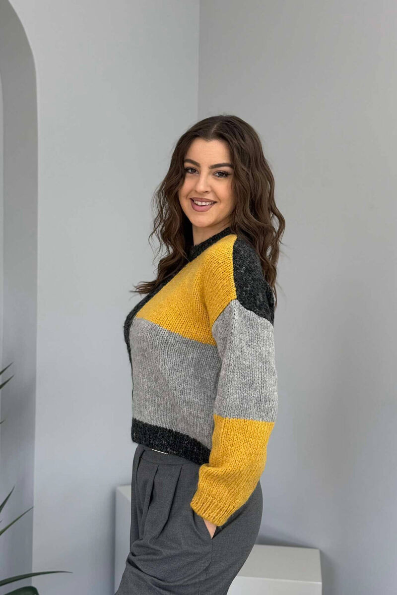 SHINY KNITTED WOMEN SWEATER DARK GREY/GEE - 3