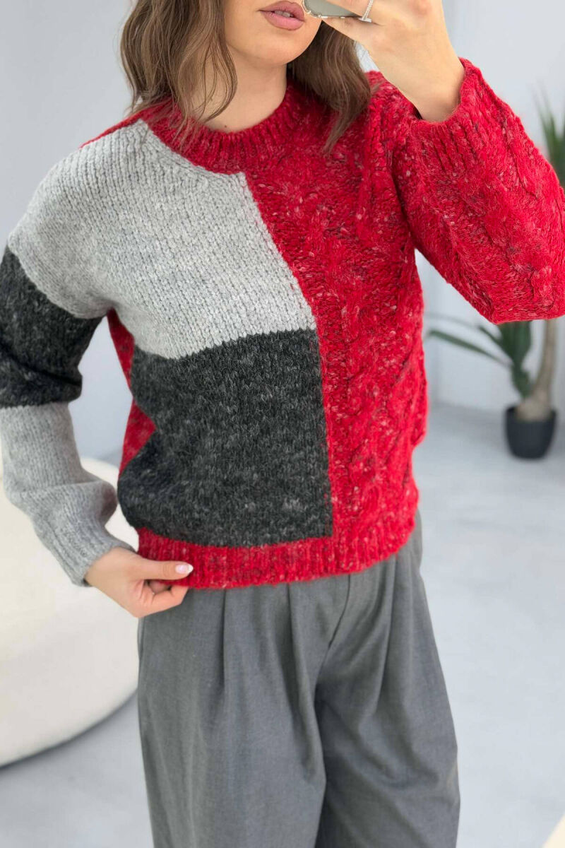 SHINY KNITTED WOMEN SWEATER RED/E KUQE - 3