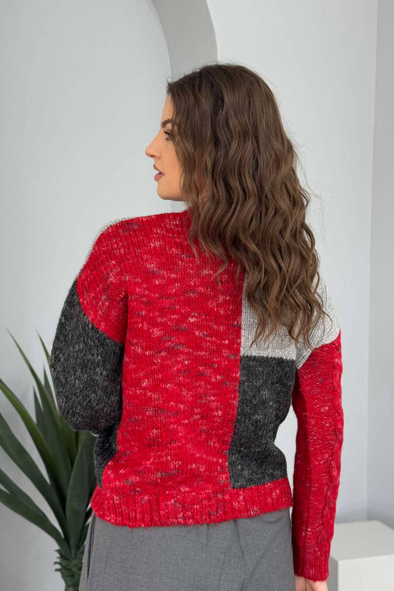 SHINY KNITTED WOMEN SWEATER RED/E KUQE - 4