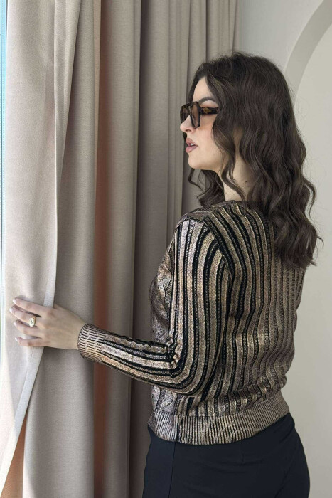 SHINY MATERIAL BRAIDS WOMEN SWEATER BRONX/BRONX - 4