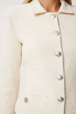 SHINY MATERIAL WOMEN JACKET CREAM/KREM - 4