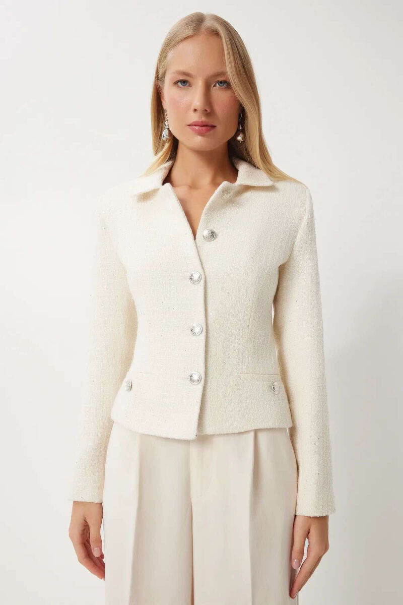 SHINY MATERIAL WOMEN JACKET CREAM/KREM - 6