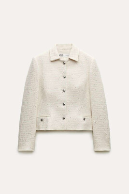 SHINY MATERIAL WOMEN JACKET CREAM/KREM - 7