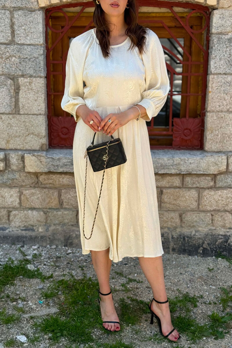 SHINY ONE COLOR WOMAN DRESS CREAM/KREM - 4