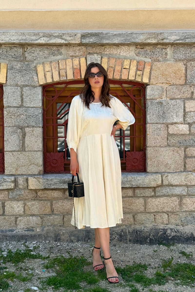SHINY ONE COLOR WOMAN DRESS CREAM/KREM - 5