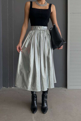 SHINY ONE COLOR WOMAN SKIRT SILVER/ARGJEND 