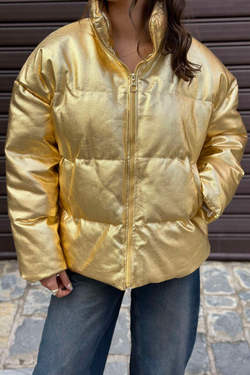 SHINY PUFFER JACKET FOR WOMEN GOLDEN ROD/GOLD - 4