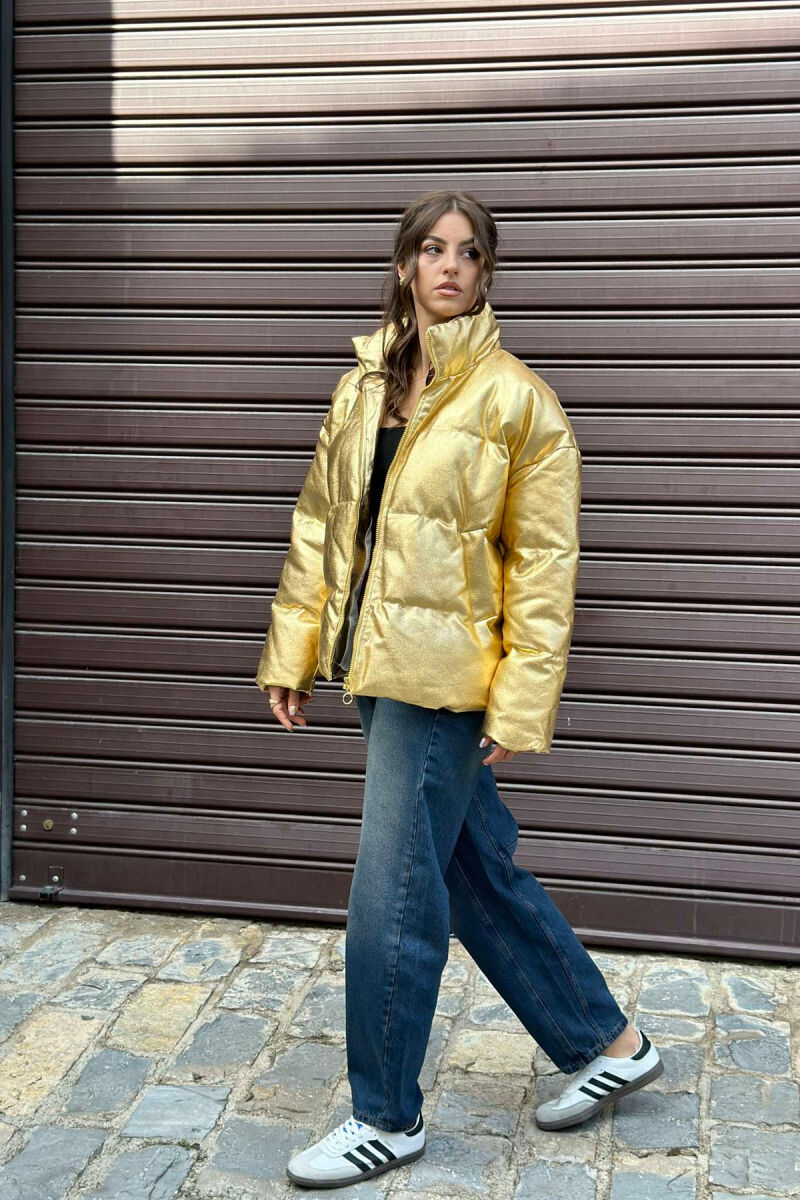 SHINY PUFFER JACKET FOR WOMEN GOLDEN ROD/GOLD - 5