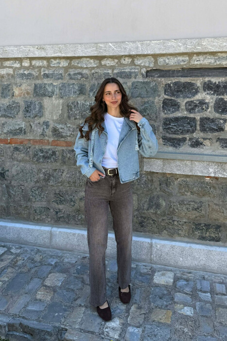 SHINY STONES DETAIL DENIM WOMAN JACKET LIGHTBLUE/BZ - 3