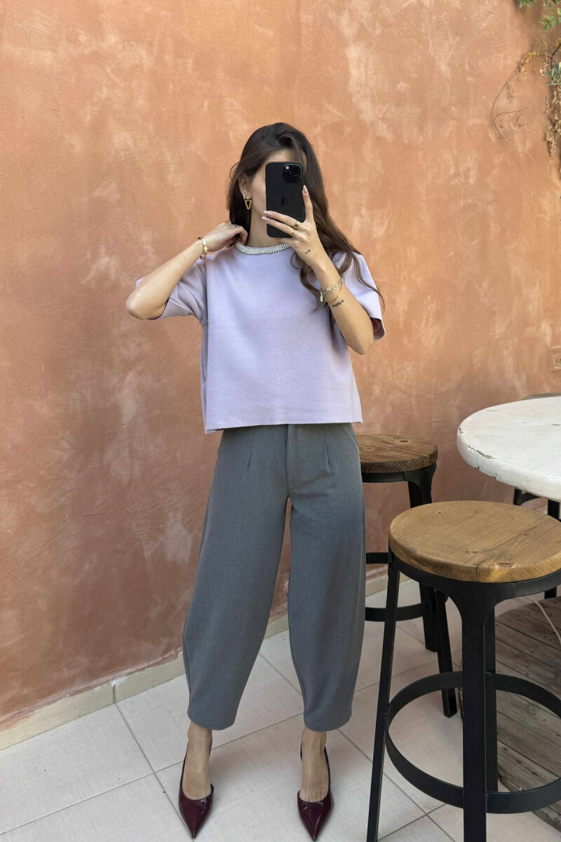 SHINY STONES SHORT SLEEVES WOMEN SWEATER LIGHT PURPLE/LEZB - 5