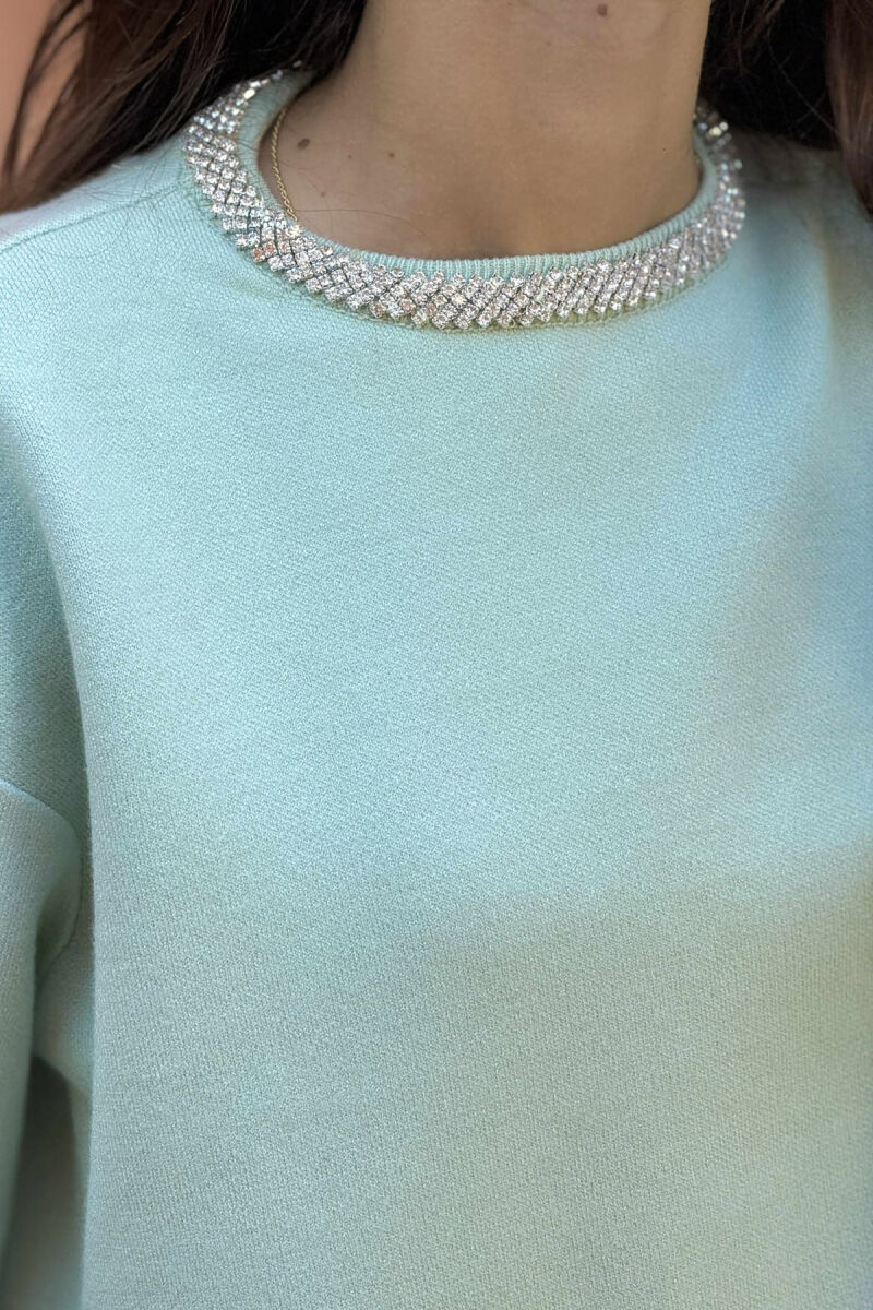 SHINY STONES SHORT SLEEVES WOMEN SWEATER MINT/MENTE - 5