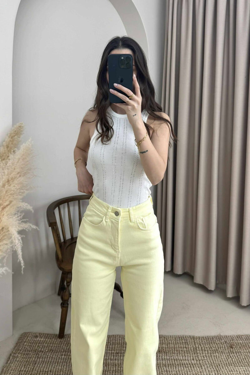 SHINY STONES WOMEN TANK TOP IN WHITE COLOR - 1