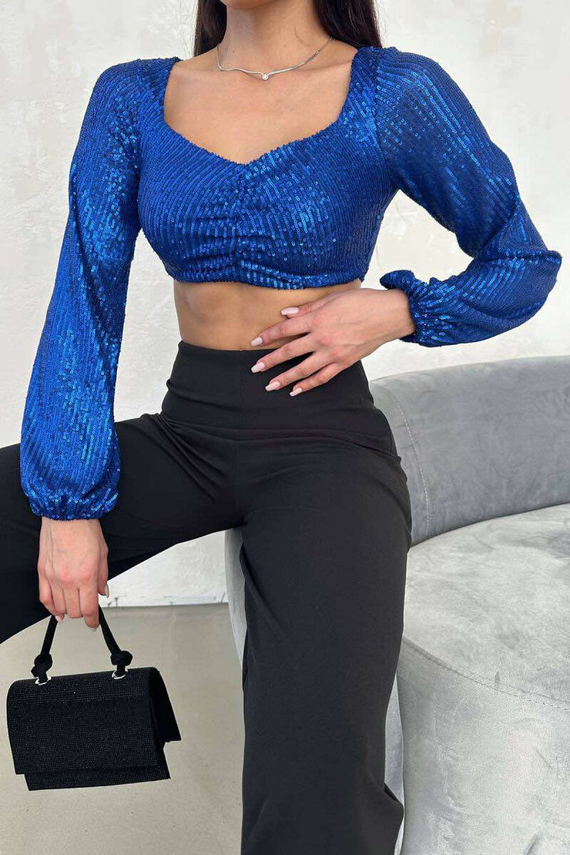 SHINY WOMEN CROP TOP BLUE/BLU - 1