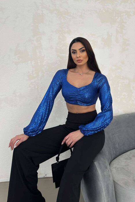 SHINY WOMEN CROP TOP BLUE/BLU - 2