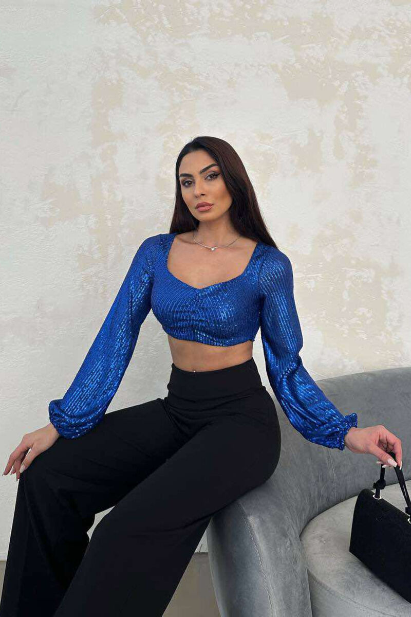 SHINY WOMEN CROP TOP BLUE/BLU - 4