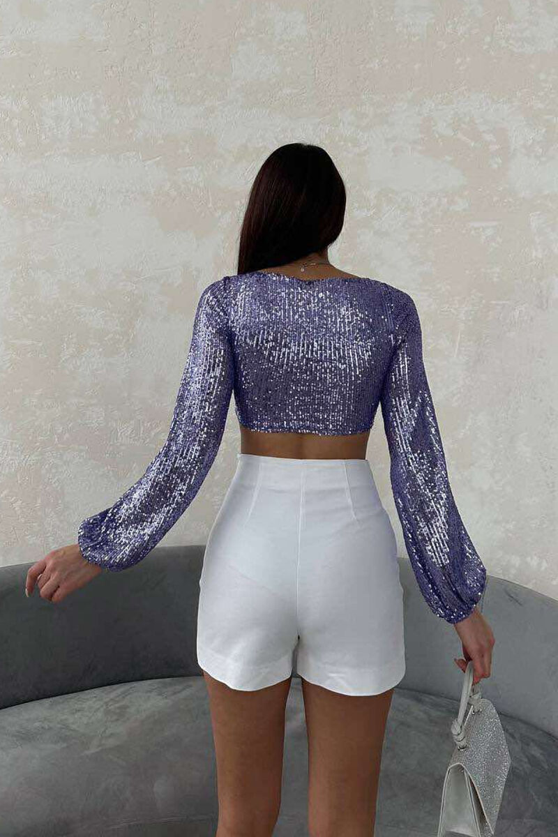 SHINY WOMEN CROP TOP LIGHT PURPLE/LEZB - 2