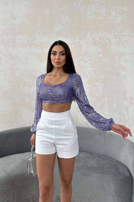 SHINY WOMEN CROP TOP LIGHT PURPLE/LEZB - 3