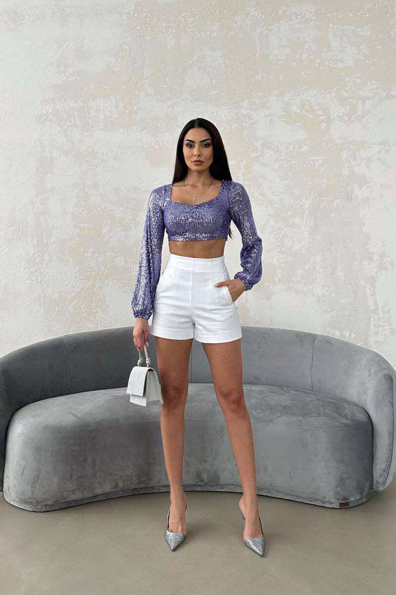 SHINY WOMEN CROP TOP LIGHT PURPLE/LEZB - 5