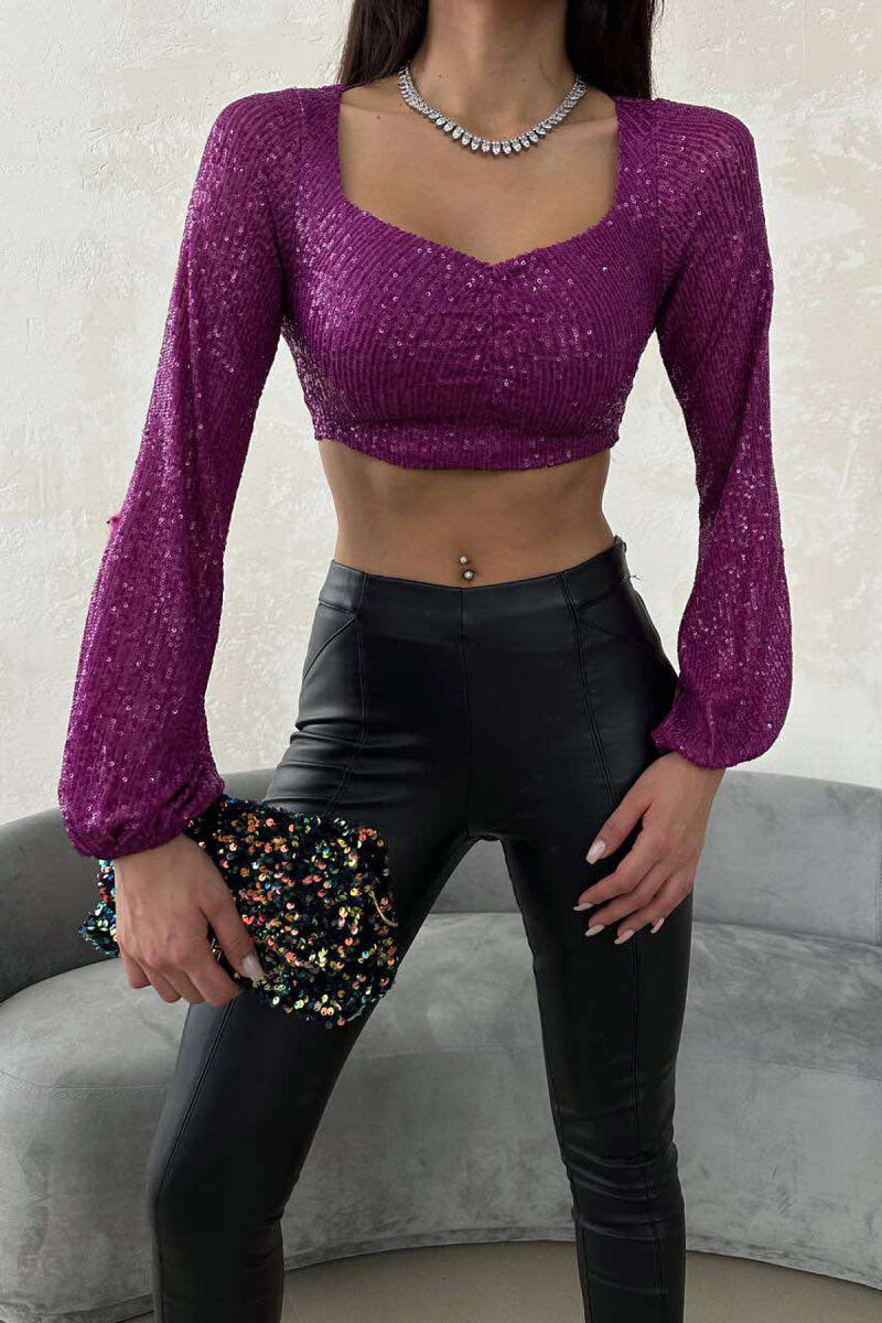 SHINY WOMEN CROP TOP PURPLE/LEJLA - 1