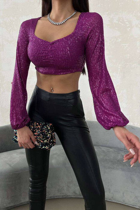 SHINY WOMEN CROP TOP PURPLE/LEJLA - 2