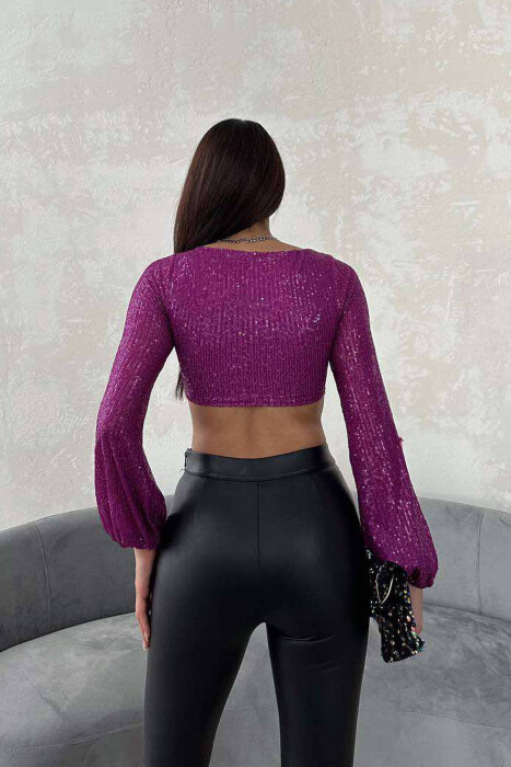 SHINY WOMEN CROP TOP PURPLE/LEJLA - 4