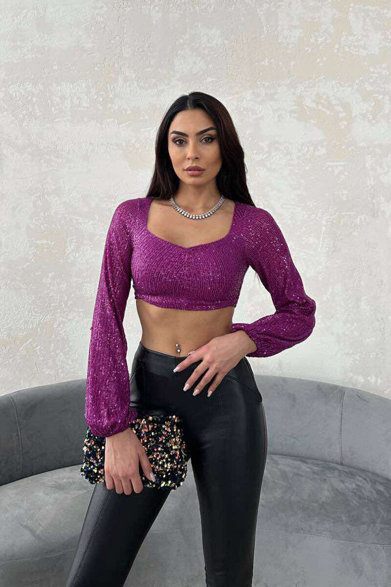 SHINY WOMEN CROP TOP PURPLE/LEJLA - 5