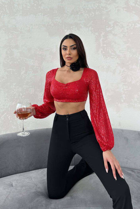 SHINY WOMEN CROP TOP RED/E KUQE - 2