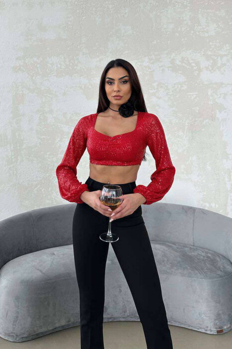 SHINY WOMEN CROP TOP RED/E KUQE - 3