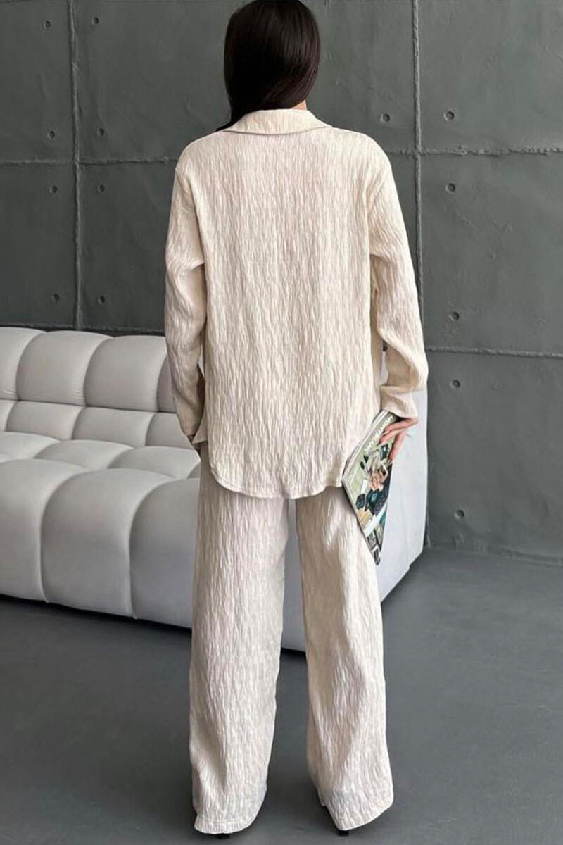 SHIRT AND PANTS WOMAN SET CREAM/KREM - 3