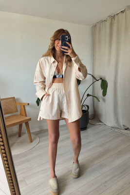 SHIRT AND SHORTS WOMAN SET BEIGE/BEZHE 