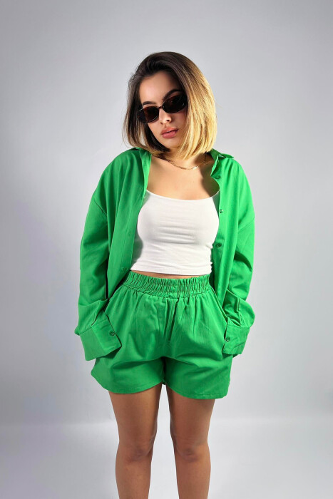 SHIRT AND SHORTS WOMAN SET LIGHT GREEN/JEZB 