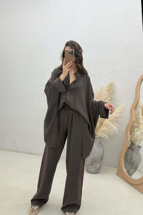 SHIRT + TROUSERS WOMAN SET BROWN/KAFE - 3