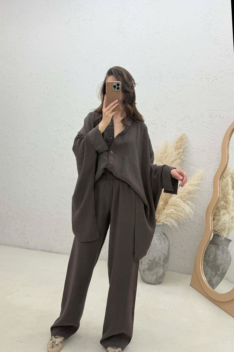 SHIRT + TROUSERS WOMAN SET BROWN/KAFE - 3