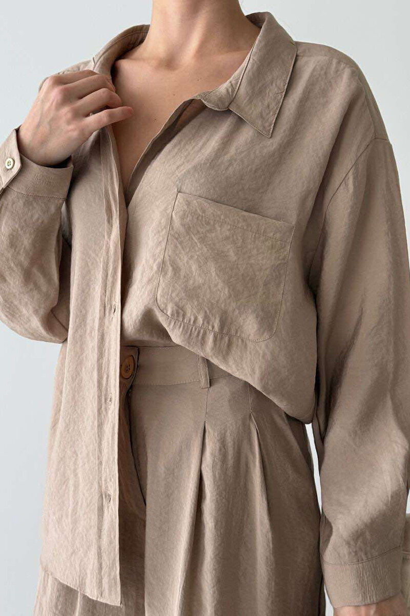 SHIRT+TROUSERS WOMEN SET IN BEIGE COLOR - 2