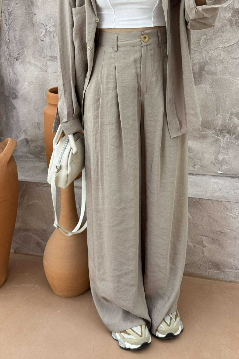 SHIRT+TROUSERS WOMEN SET IN BEIGE COLOR - 2