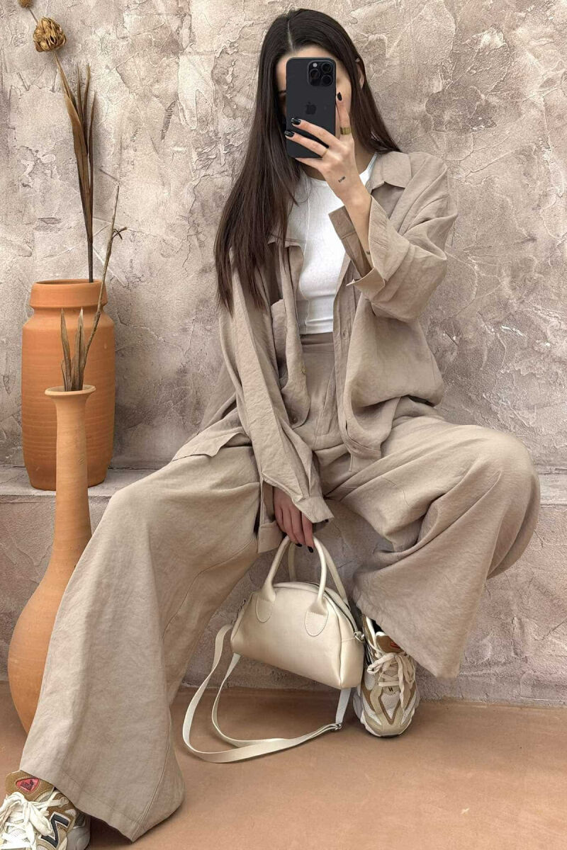 SHIRT+TROUSERS WOMEN SET IN BEIGE COLOR - 4